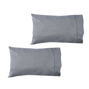 Bloomington Pair of Chambray Charcoal Cotton Standard Pillowcases 48 x 73 cm