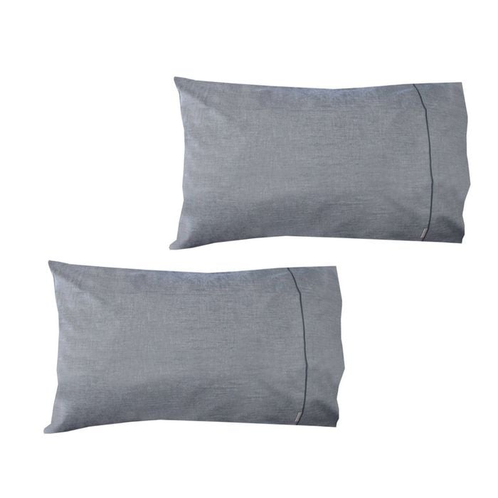Bloomington Pair of Chambray Charcoal Cotton Standard Pillowcases 48 x 73 cm