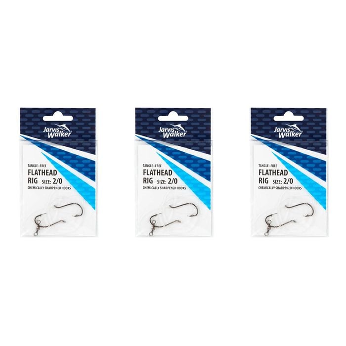 3x Jarvis Walker Tangle Free Flathead Rig Hooks Size 2/0