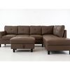 Loriece PU Leather Sofa with Ottoman - Brown