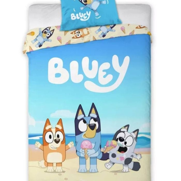 Bluey Beach Day Ice-Creams Kids Cotton Quilt Cover Set - Single Bed Size