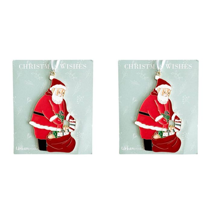 2PK Urban Santa Sack Hanging Christmas Tree Decoration Ornament 10cm Red