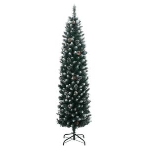 vidaXL Artificial Slim Christmas Tree Xmas Tree Holiday Ornament 150 LEDs