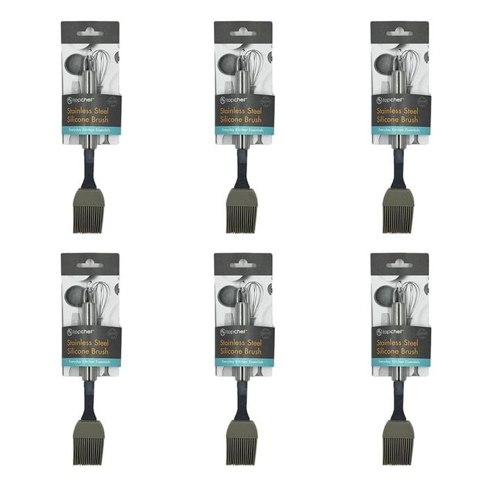 6PK Topchef Stainless Steel Silicone Brush Kitchen Utensil 22.5cm Silver