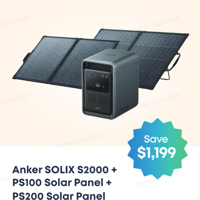 Anker SOLIX S2000 with 200W and 100W Bifacial Solar Panels