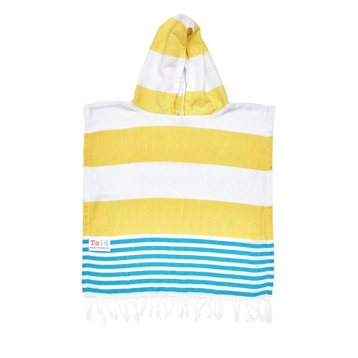 Yellow and Blue Kids Hooded Beach Towel - 1-3 years old kid