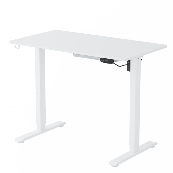Ufurniture Standing Desk Electric Height Adjustable Whole Piece White Desktop and White Frame 100cm