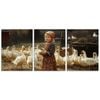 3pcs The girl feeds the animals Print 100% Australian Made 3 x 40x60cm (Metal Print)
