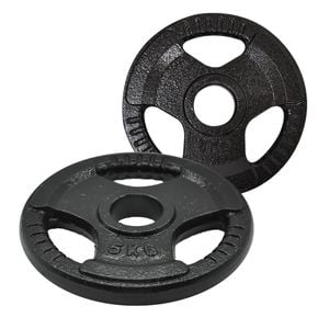 2 Pack of 5kg - Total 10kg Olympic Ez Grip Cast Iron Hammertone Weight Plate Weight Set