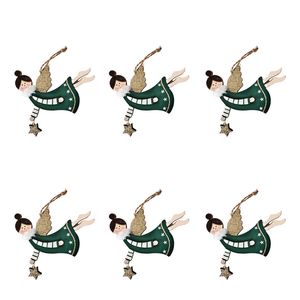 6PK Urban Flying Angel with Star Hanging Decoration 10cm Red/Green Assorted