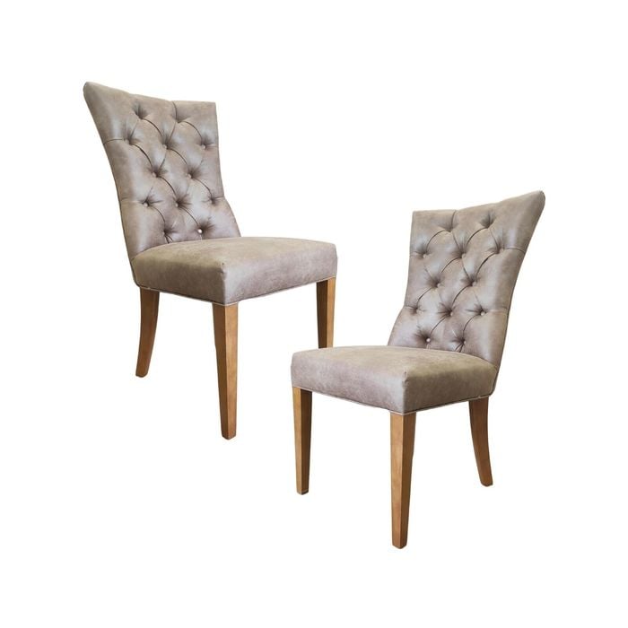 Holly Set of 2 Dining Chair PU Leather Solid Rubber Wood Frame - Coffee