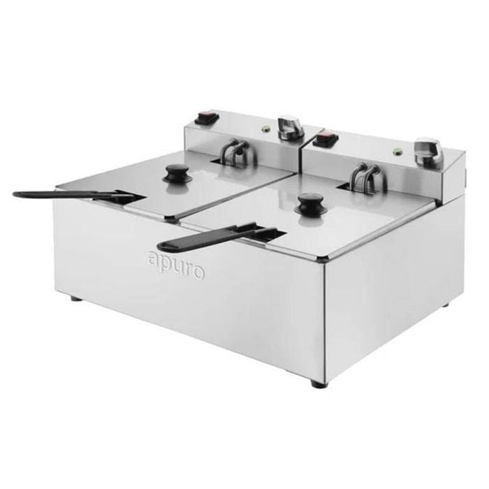 Apuro Twin Tank Countertop Fryer 2x5ltr 2x2.8kw Commercial Kitchen Cooking Equipment