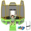 Costway 7FT Round Trampoline Kids Bouncer Jumping Rebounder Indoor Outdoor w/Slide Ladder 20 Ocean Balls