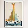 Galrie Vintage Ski Poster of Chamonix Mont Blanc: Summer and Winter Sports Art, Black Frame, A1 60 x 84cm (23 x 33inch)