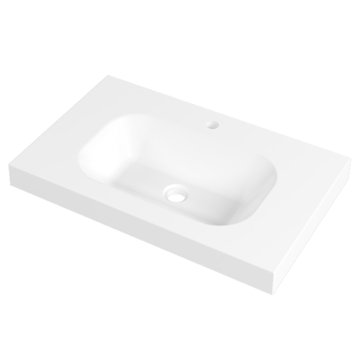 Timberline 750mm White Gloss 1TH Stadium Wall Basin Centre Bowl
