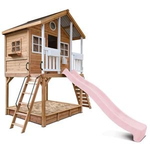 Lifespan Kids Winchester Cubby House (Elevated 1.45m) with 3m Pastel Pink Slide