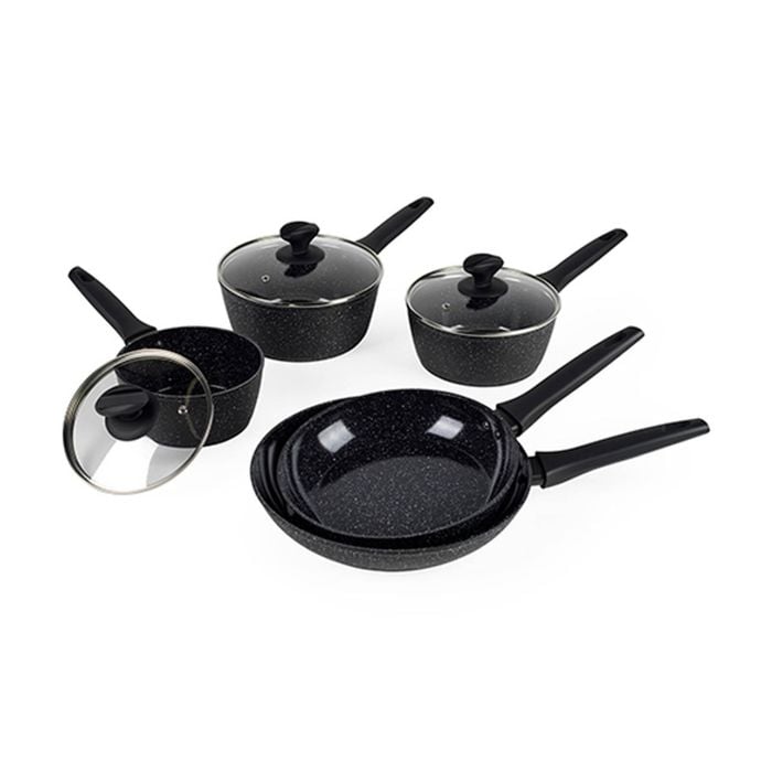 5pc Russell Hobbs Black Marble Ceramic Cookware Set Non-Stick Coated