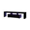 Oikiture Entertainment Unit Led Gloss Glass Shelf Black 180cm