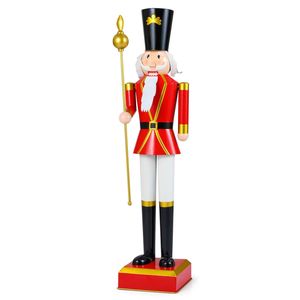 Costway 122cm Christmas Nutcracker Figure Xmas Decoration High Hat Scepter