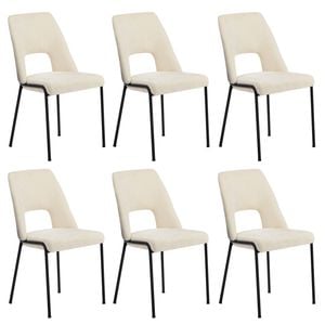 Oikiture 6x Dining Chairs Chenille Fabric Beige