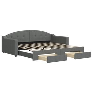 vidaXL Daybed with Trundle and Drawers Sofa Bed Single Size Dark Grey Fabric