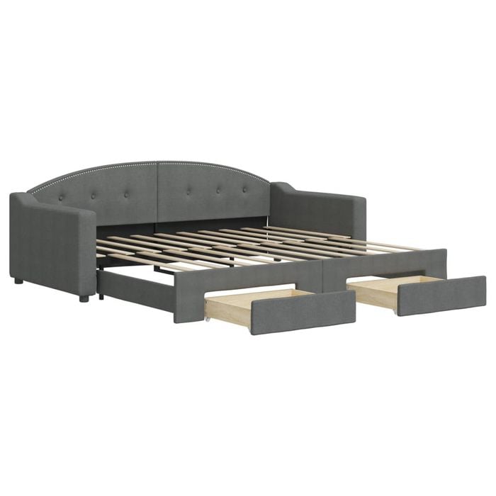 vidaXL Daybed with Trundle and Drawers Sofa Bed Single Size Dark Grey Fabric