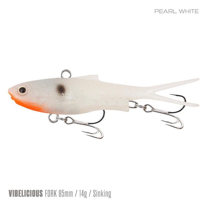 Samaki Vibelicious Fork Tail Vibe 85mm Soft Plastic Fishing Lure Pearl White