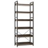 Costway 6-Tier Industrial Bookcase Bookshelf 4 Hooks Display Shelves