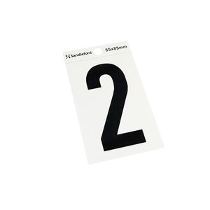 Sandleford 85mm Silver/Black Self Adhesive House Number 2