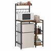 Ufurniture Mini‑Fridge Rack, Microwave Refrigerator Rack with 5 Tier Open Shelf & 5 Hooks, for Kitchen Office, Rustic Brown