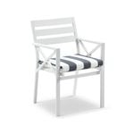 Kansas Outdoor Aluminium Dining Arm Chair White - Navy Stripe