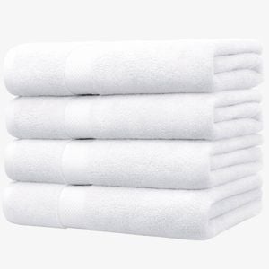 LINENOVA 4PCS Soft Cotton Bath Towel Set 68x137cm - White