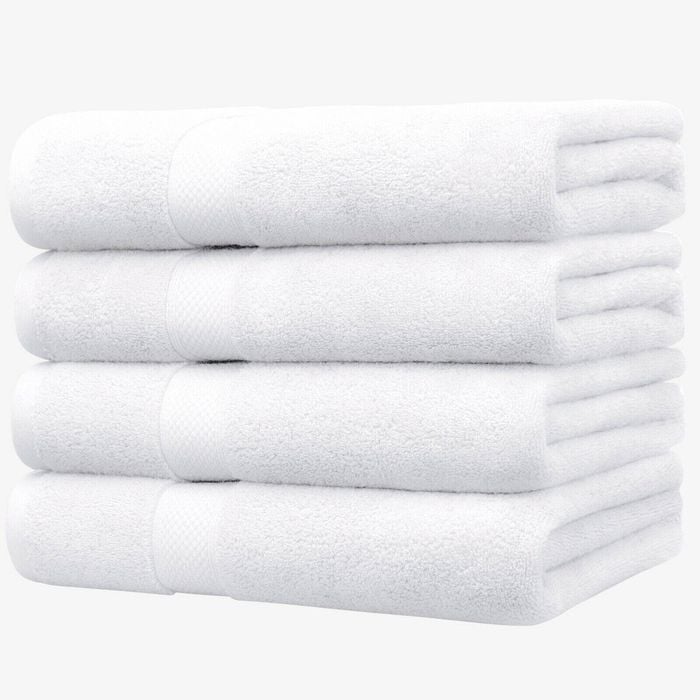 LINENOVA 4PCS Soft Cotton Bath Towel Set 68x137cm - White