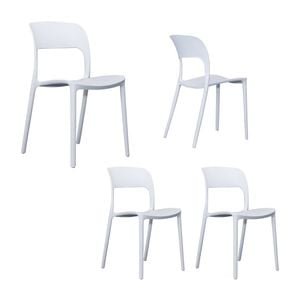 Everly Set of 4 Dining Chairs PU Plastic Frame White