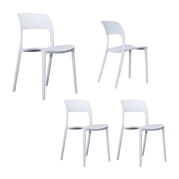 Everly Set of 4 Dining Chairs PU Plastic Frame White