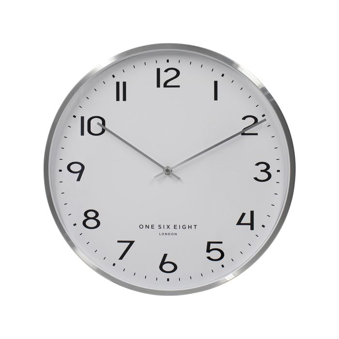One Six Eight London  Lise 40cm Chrome Silent Wall Clock