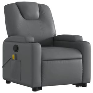vidaXL Stand up Massage Recliner Chair Armchair Single Sofa Grey Faux Leather