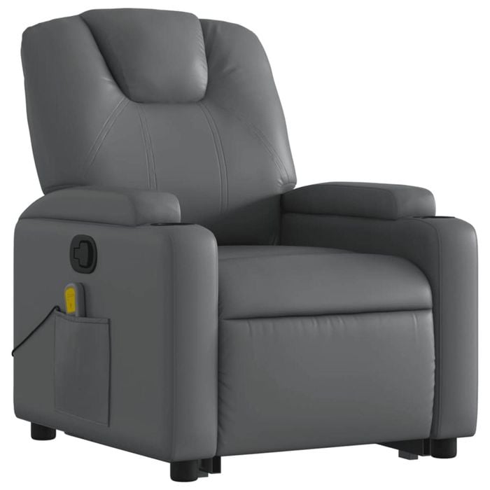 vidaXL Stand up Massage Recliner Chair Armchair Single Sofa Grey Faux Leather