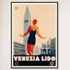 Galrie Venezia Lido Italy Vintage Travel Poster - Perfect Wall Art for Home or Office, Black Frame, 70 x 100cm (28 x 40inch)