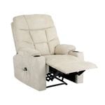 Oikiture Recliner Chair Electric Massage Chair Heated Polyester Beige