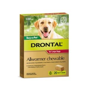 Drontal Bay-o-pet Allwormer Chewable For Large Dog 35kg 20 Pack