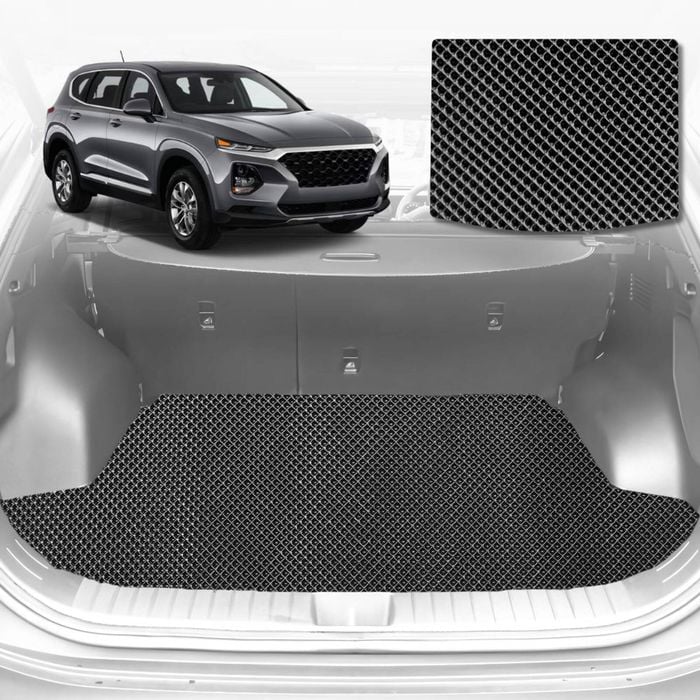 6D Diamond Car Boot Mat for Hyundai Santa Fe (TM)2019-Current-Cargo Mat-Black-Outback GT