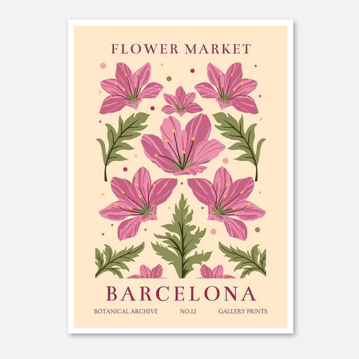 Galrie Vibrant Flower Market Art Print from Barcelona Botanical Decor for Your Home, Poster Only, A2 42 x 60cm (16 x 24inch)
