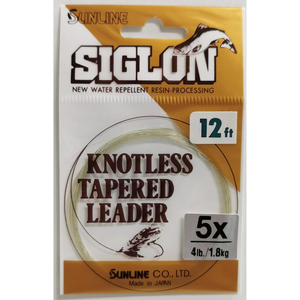 Sunline Siglon 12ft Knotless Fly fishing Tapered Leader 4lb / 1.8kg  5X