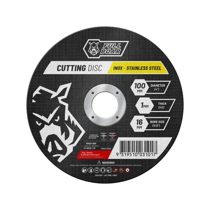 Full Boar 4” 100 x 1.0 x 16mm INOX Cuttings Disc FBICD-10025 -25 Pack