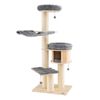 Costway 174cm 4 Layer Wood Cat Tree Scratching Posts Plush-Grey