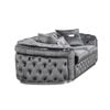 3 Seater Sofa Grey Velvet Fabric Solid Wood construction Silver Stainless Steel Trim