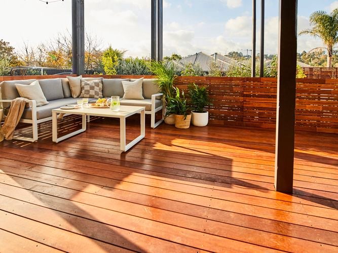 Outdoor area with an outdoor setting and decking