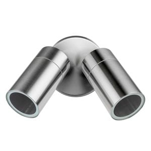 Brilliant Stainless Steel Coolum Exterior 2 Head Wall Light