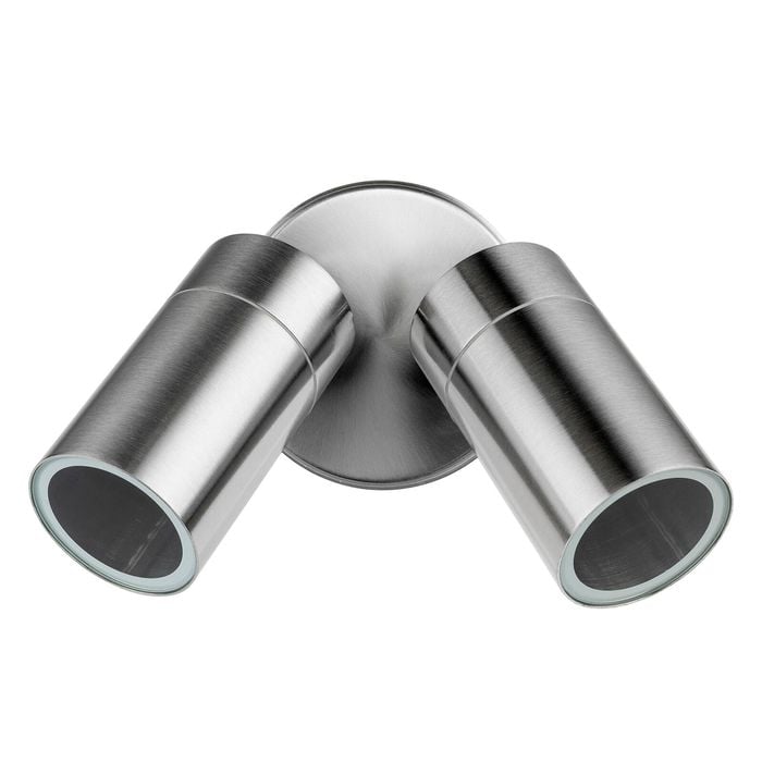 Brilliant Stainless Steel Coolum Exterior 2 Head Wall Light
